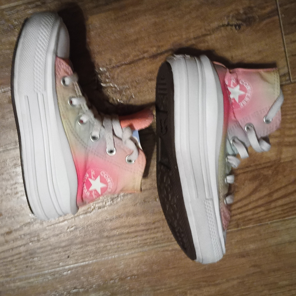 Converse Pink and Green High-Top Sneakers with Chunky Sole - Picture 16 of 16